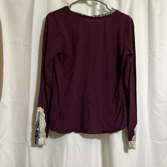 Anthropologie Little Yellow Button Medium Deep Plum long sleeve shirt - Picture 4 of 5